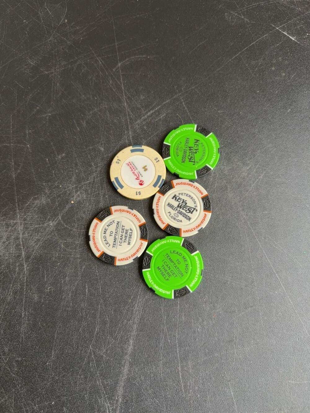 Lot of 5 Harley-Davidson Peterson's Key West Casino Poker Chips